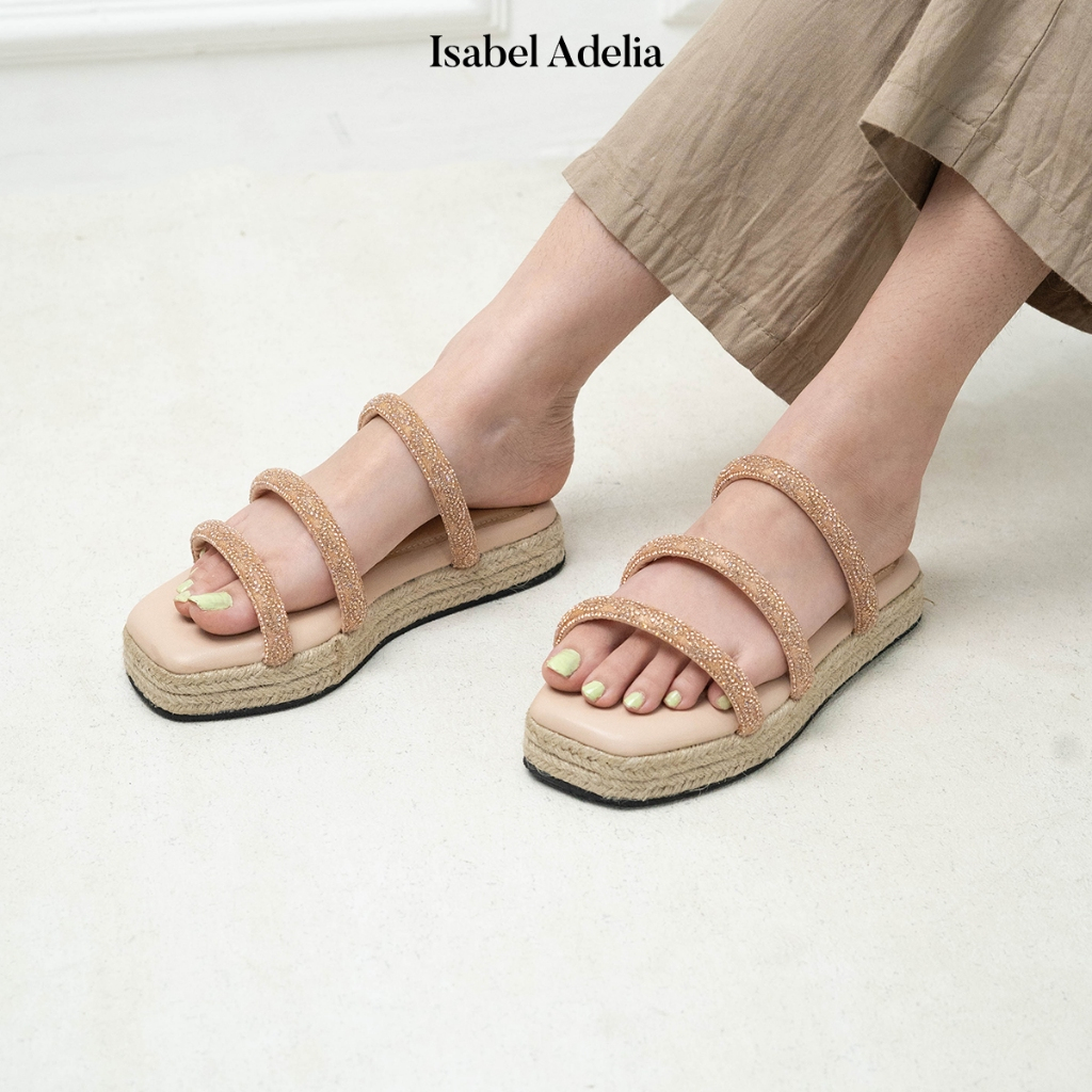 Isabel Adelia Sendal Slop APOLLINE Sandal Platform Wanita Putih Ivory