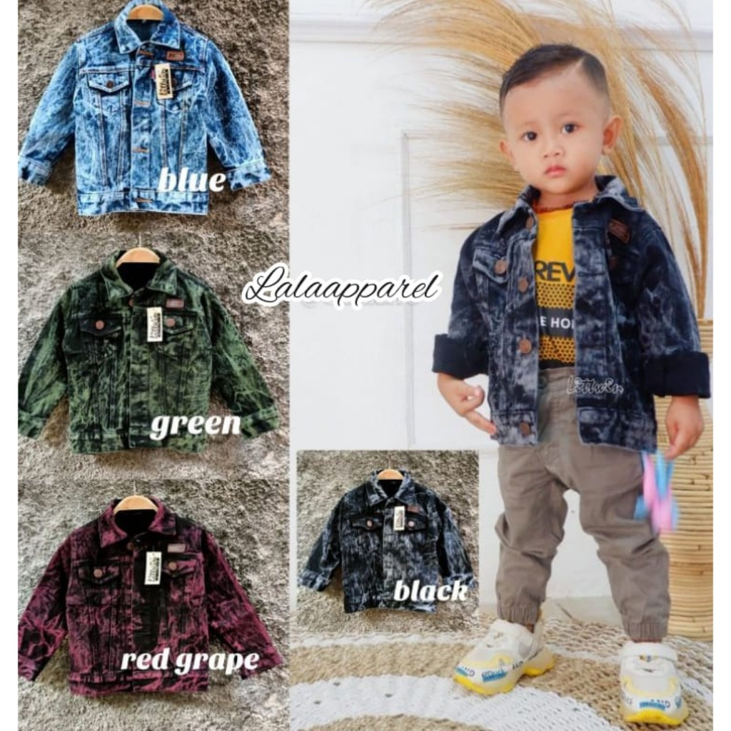 JAKET JEANS ANAK 1- 11 TAHUN SNOW WASHING TAHUN UNISEX /JAKET JEANS ANAK LAKI-LAKI