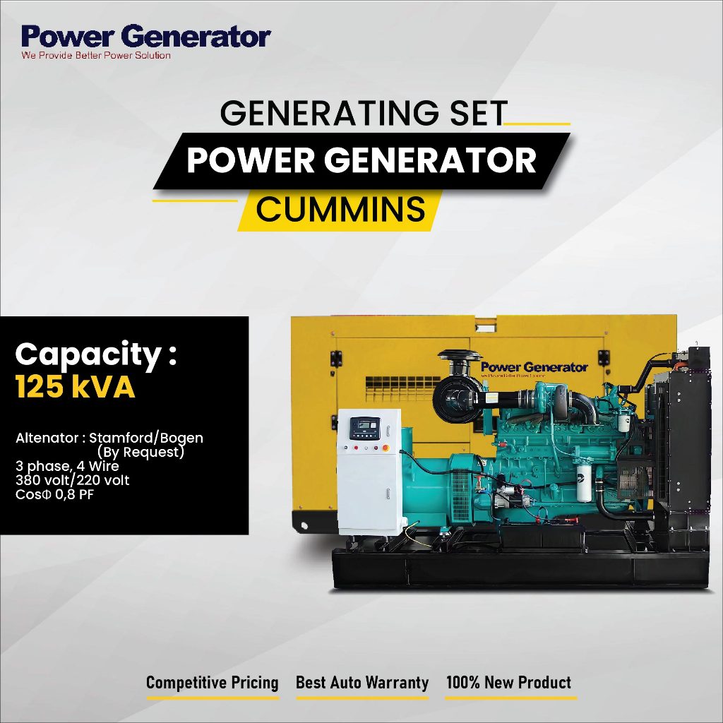 Genset 125 kVA Cummins - Open & Silent - Genset Power Indo Pembangkit Listrik Diesel Genset Murah