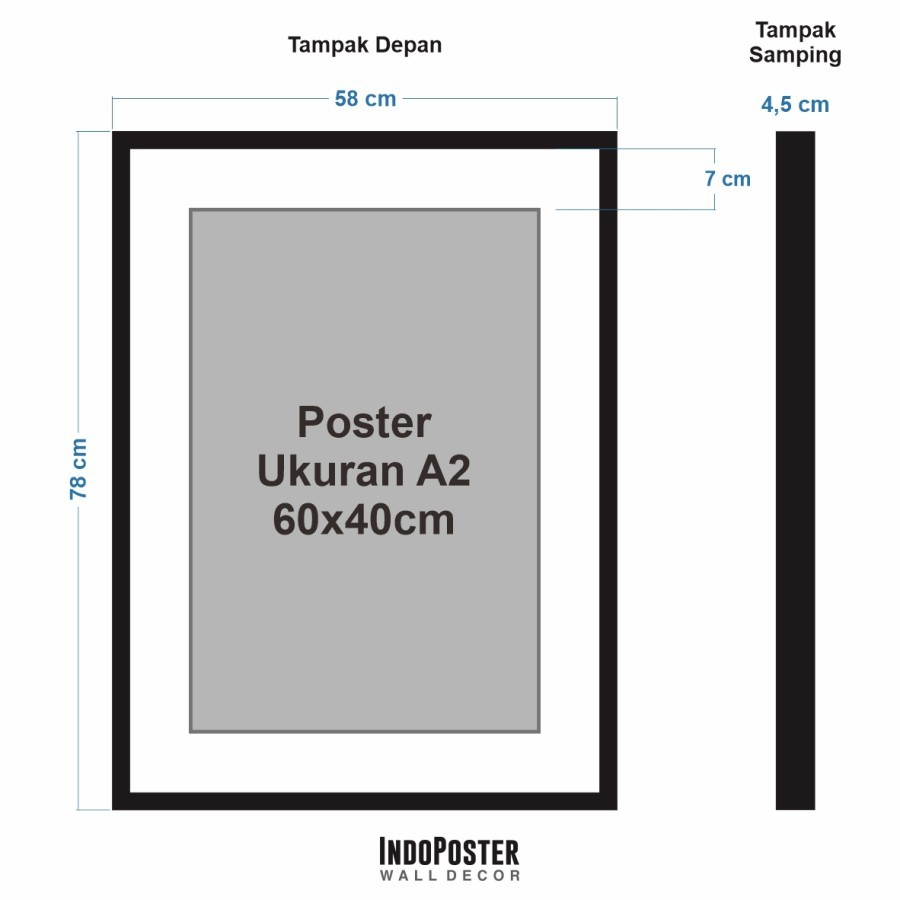 Frame Bingkai Pigura Kayu Foto Poster dengan List Mat Putih Eksklusif