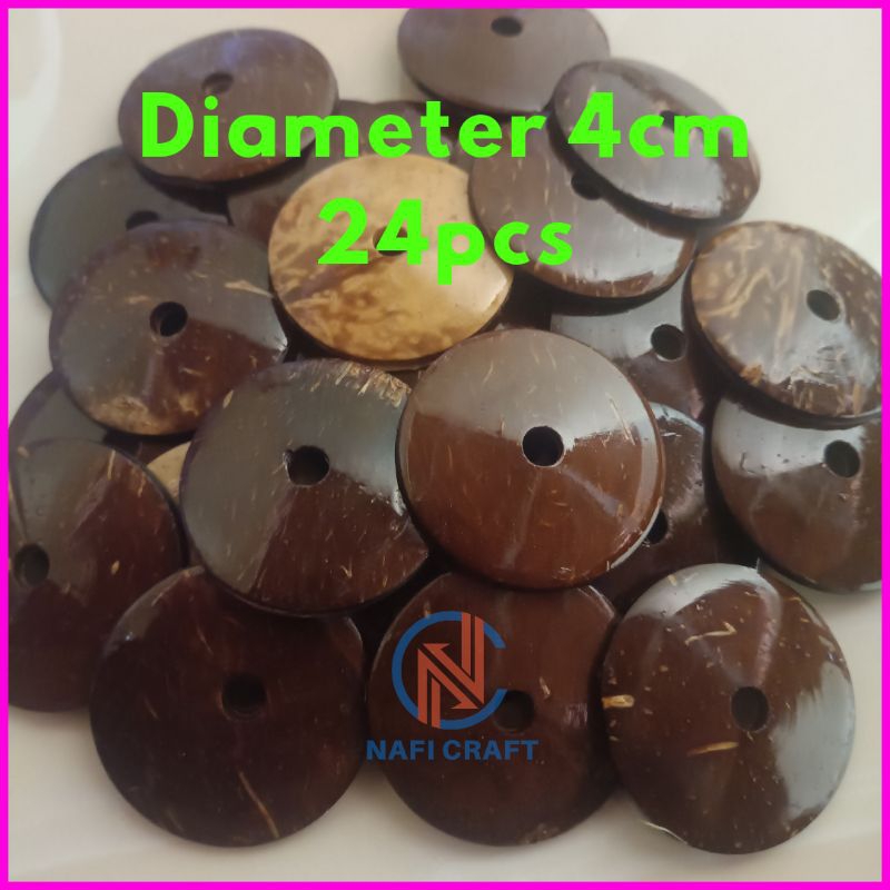 kancing batok kelapa diameter 4 cm lubang satu | kancing batok kelapa pernis 4 cm | kancing batok pe