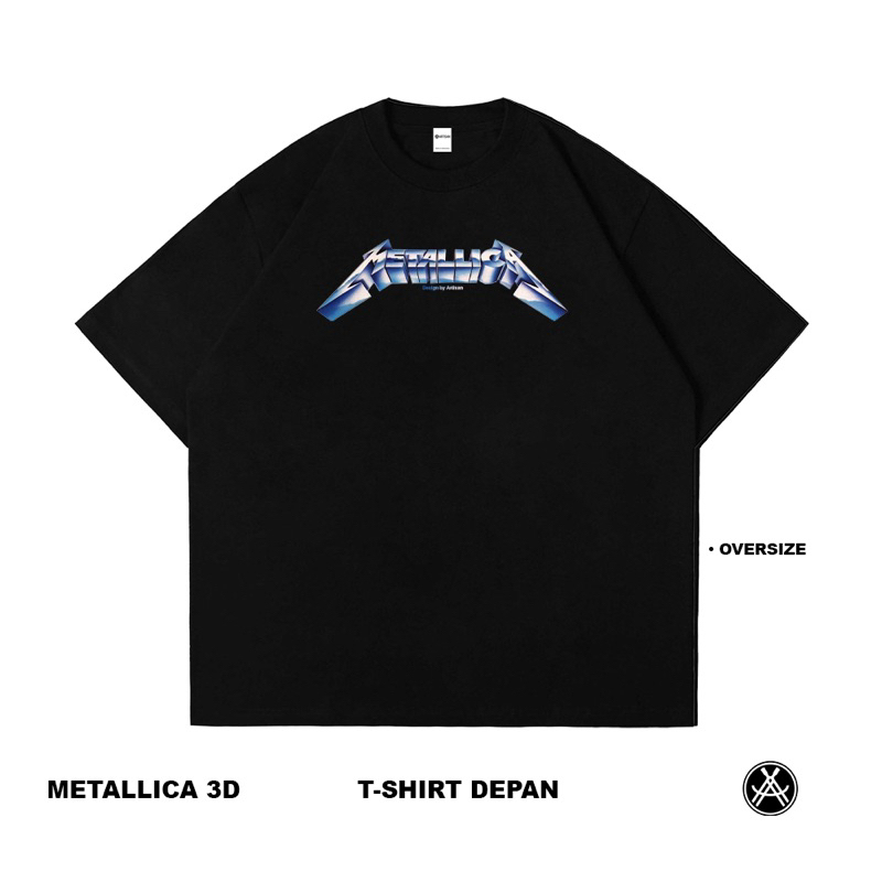 Artisan T-Shirt Metallica Kaos Oversize Hitam Katun Combed
