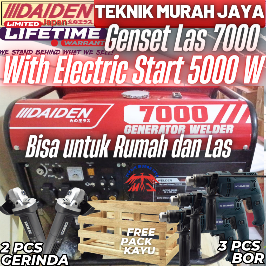 DAIDEN 7000 Genset Las Generator Welder 7000 Bensin ORIGINAL 5000 WATT Termurah Genset Rumah