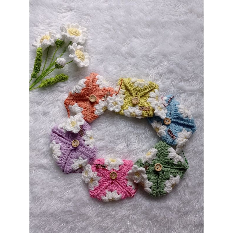 Dompet kartu rajut granny daisy