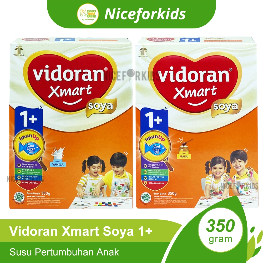 Vidoran Xmart Soya 1+ 350gr 725gr / Susu Kedelai Bubuk Untuk Pertumbuhan Bayi & Anak Usia 1 - 5 Tahu