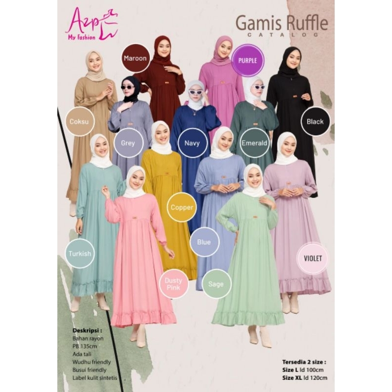 Gamis ruffle kekinian by AZP MY FASHION READY TO ODER  NO CANCEL