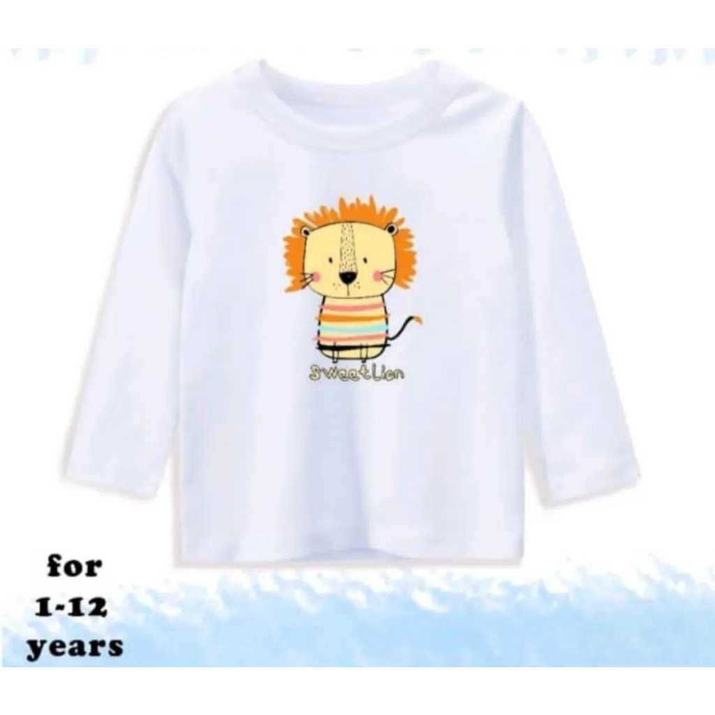 Atasan Kaos Lengan Panjang Warna putih mix  motif