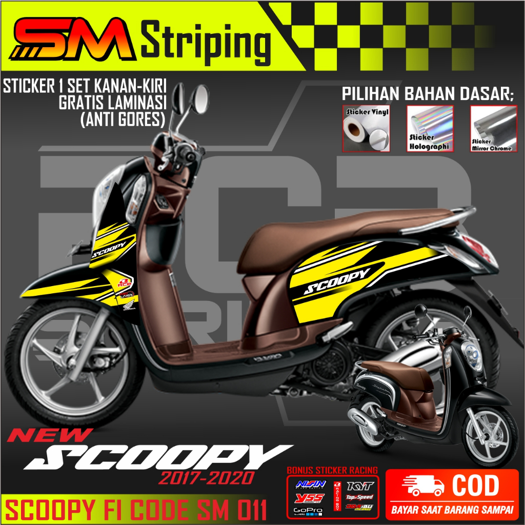 {COD} STRIPING SIMPLE MOTOR SCOOPY FI SAMPAI 2016 VARIASI HONDA SCOOPY FI 2013 2016 SM 011