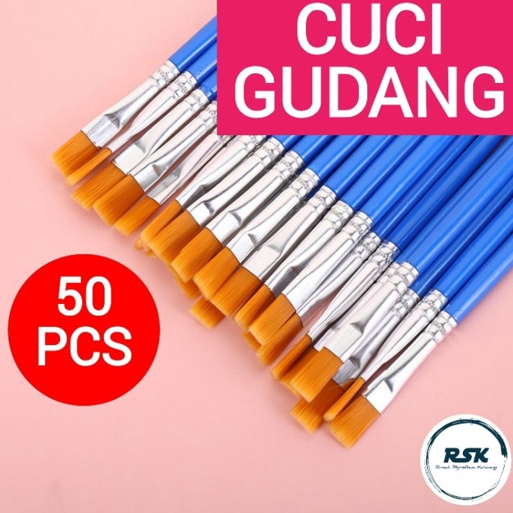 

Terbaru➵ 50 Pcs Kuas Flat / Round Kuas Lukis Paint By Number Kuas Lukis Sterofoam Kuas Cat Air Koas Acrylic Kuas Nylon Import Z72 ✪
