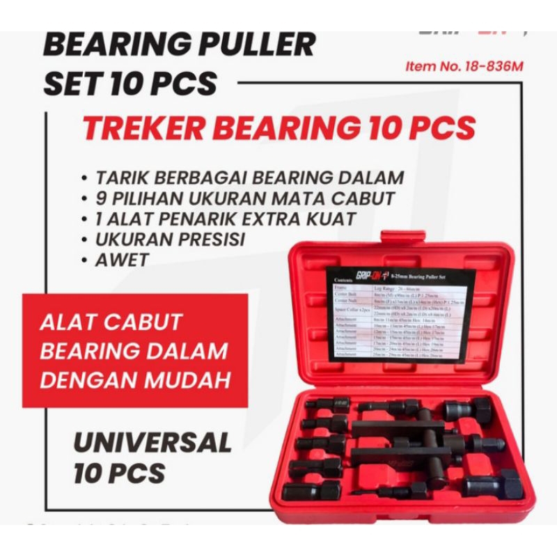 TREKER BEARING PULLER SET ISI 10 Pcs/ALAT CABUT BEARING PULLER SET