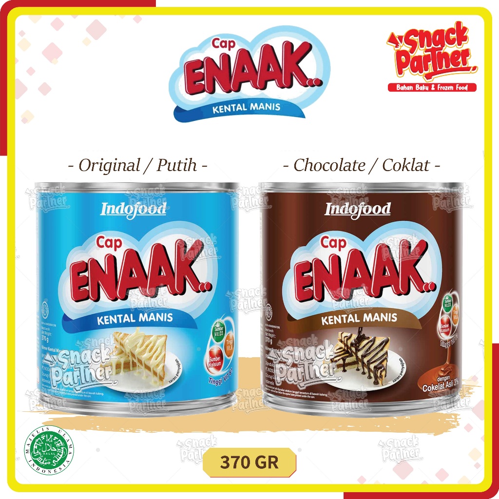 

CAP ENAAK 370 GR by Indofood - Susu Kental Manis SKM Kaleng - Milk Original Vanila Vanilla Chocolate Coklat Choco Cokelat ENAK 370GR