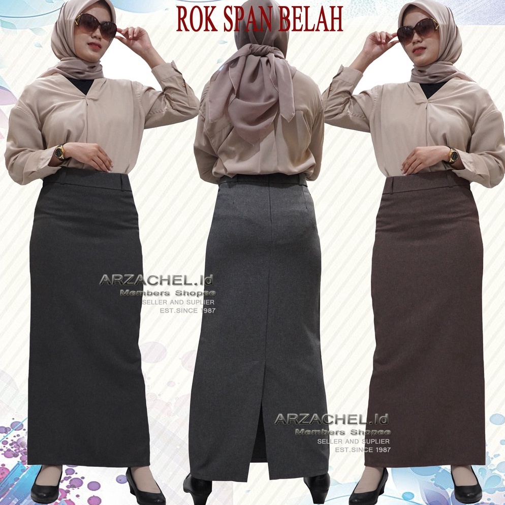 ➶ Rok span Panjang Model Belah Belakang Bahan Gracela Import Rok Span Belahan Belakang Rok Sepan Hit
