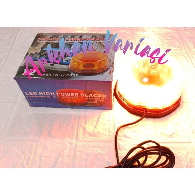 Lampu Blitz Rotary Beacon 16 Mode Flash Orange 12 Volt 24 Volt