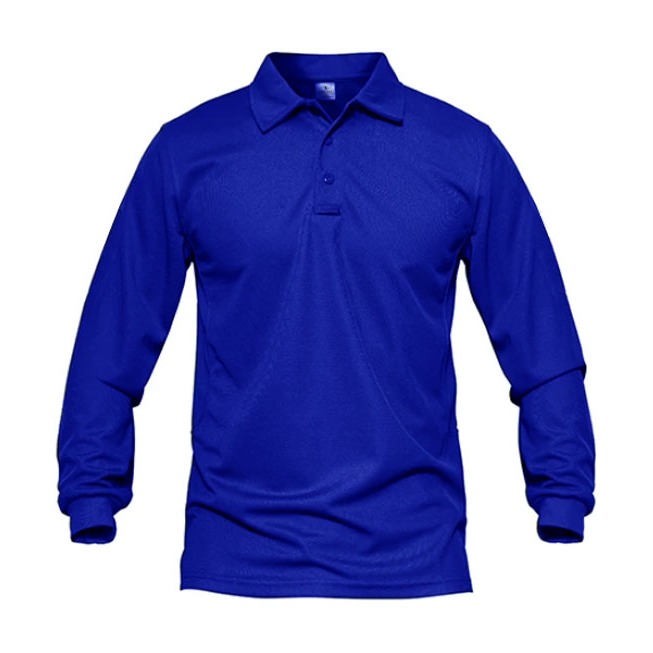 Jemssky - Kaos Polo Shirt Pria Kerah Polos Lengan Panjang Biru Quality Unisex