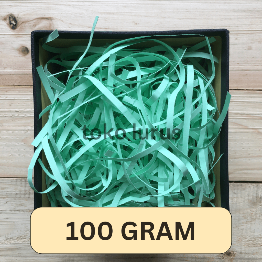 

Shredded Paper Hijau Strip Cut 100 Gram cocok untuk Hampers Kado Parcel