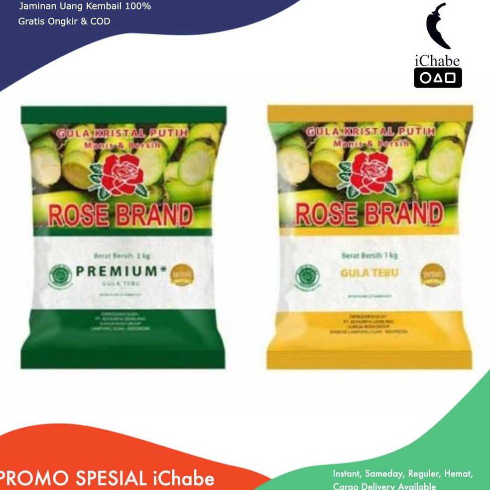 

(Bisa COD) Gula Pasir Premium & Gula Tebu RoseBrand 1KG Food Sugar ↔Best Product