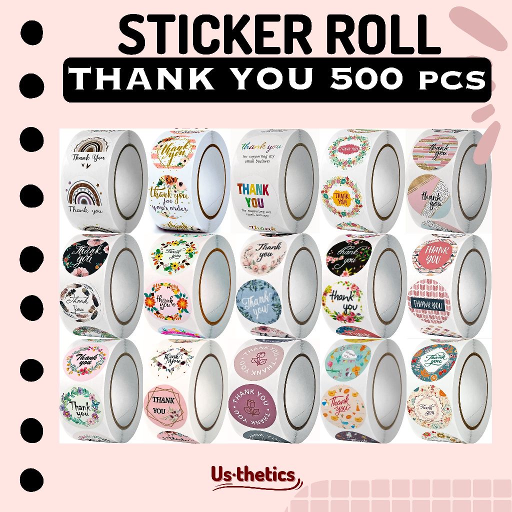 

(500 pcs) Sticker stiker Thank you 2.5 cm| Label thankyou terima kasih roll kado gift hampers