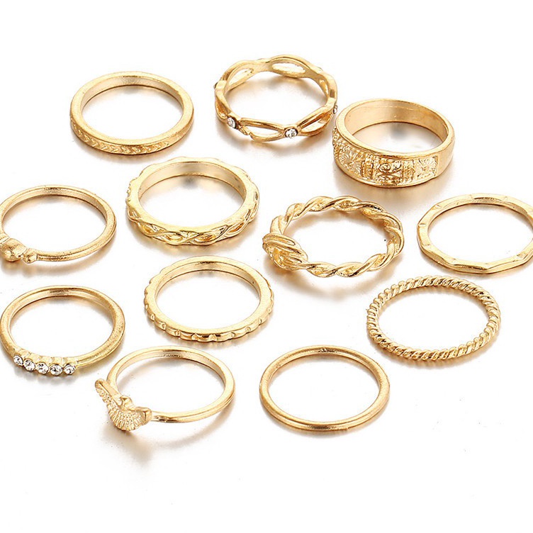 Lariza [Bayar Di Tempat] 12pcs / Set Cincin Gaya Vintage Untuk Wanita