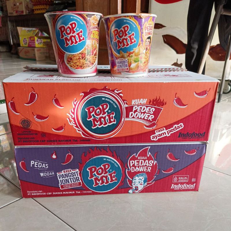 

pop mie pedas dower 1 dos isi 12 cups