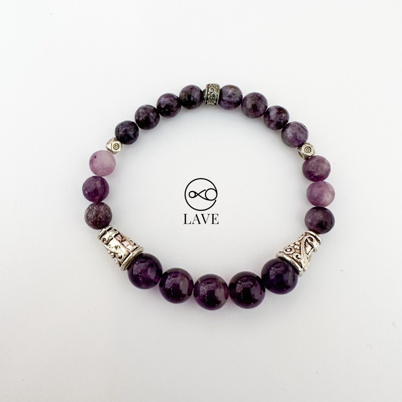 Stretch Amethyst Lepidolite Crystal Bracelet