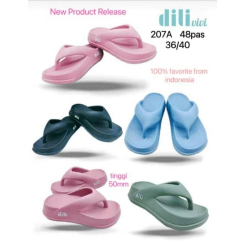 Sandal Jepit Wedges Wanita Polos Casual 207