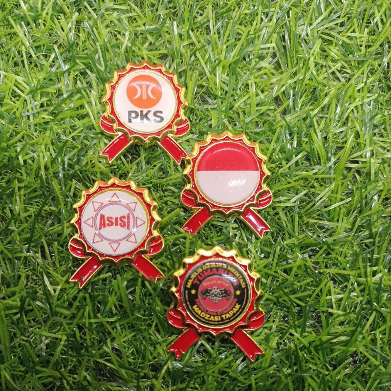 Pin Pita Merah Custom Logo satuan