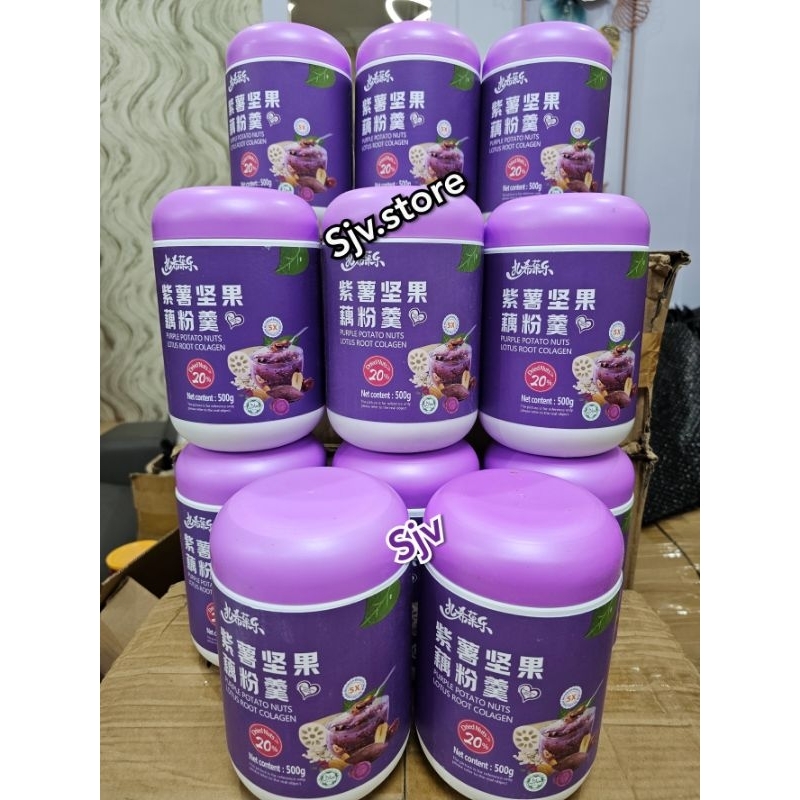 

Bubuk teratai mix Ubi ungu collagen (logo halal)500gr