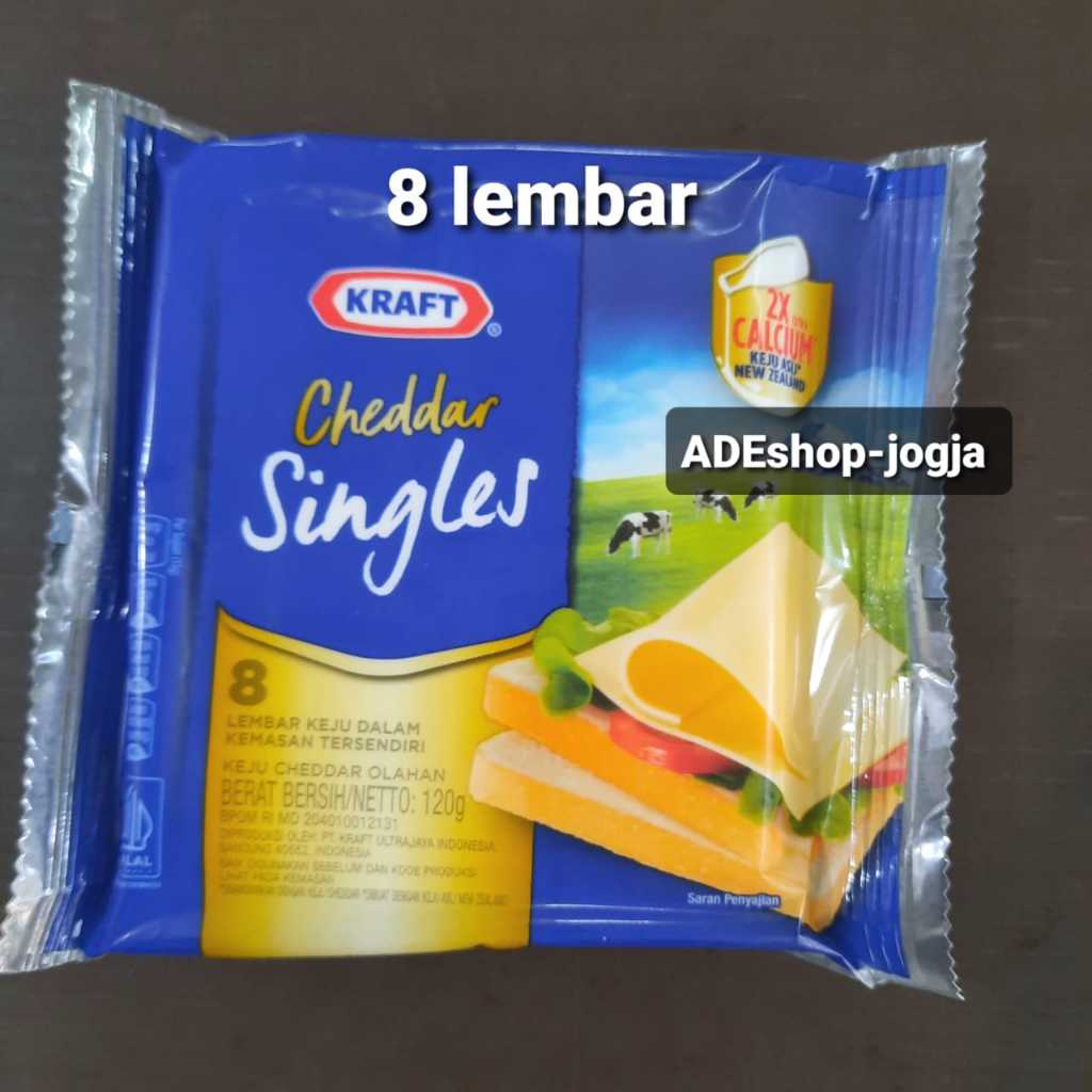 

Kraft Singles Cheddar Cheese 8 Slices Keju single slice 120 gr olahan