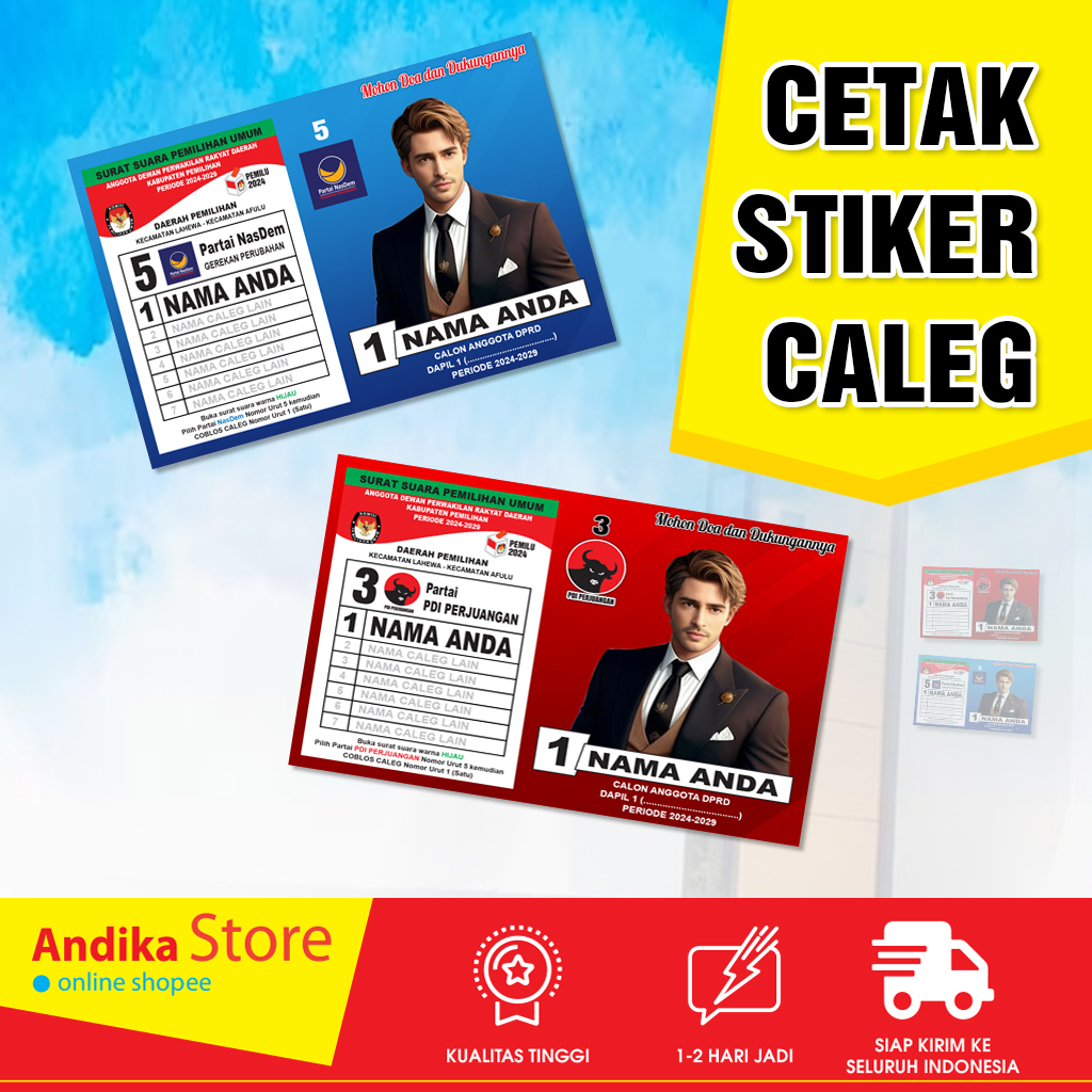 

Stiker Promosi Caleg Pemilu Pilpres 2024 free desain custom