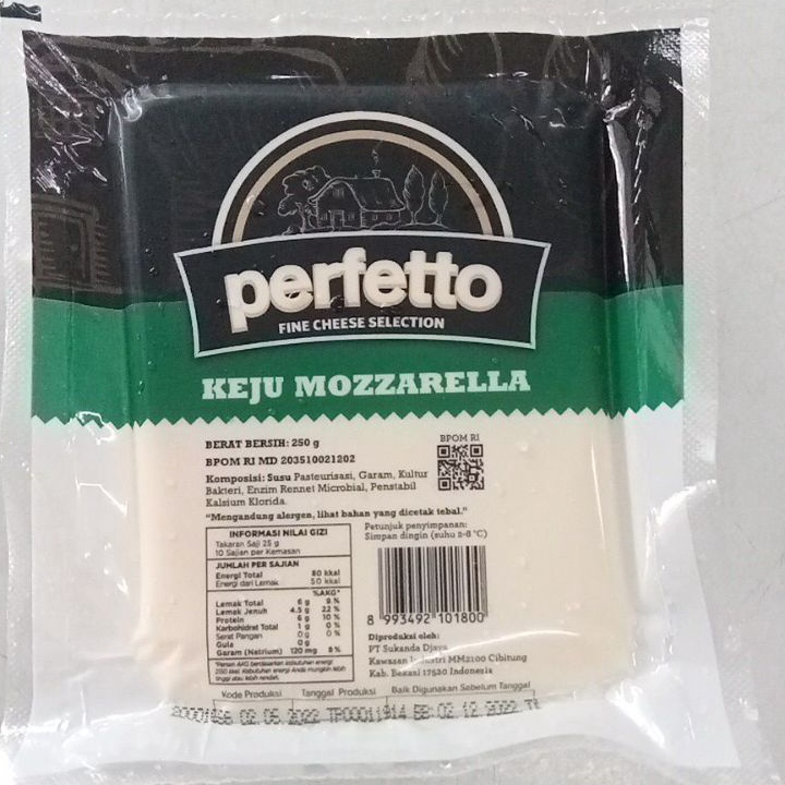 

[KODE PRODUK CA00Z6588] Keju Mozarella PERFETTO 250 gr - Keju Enak