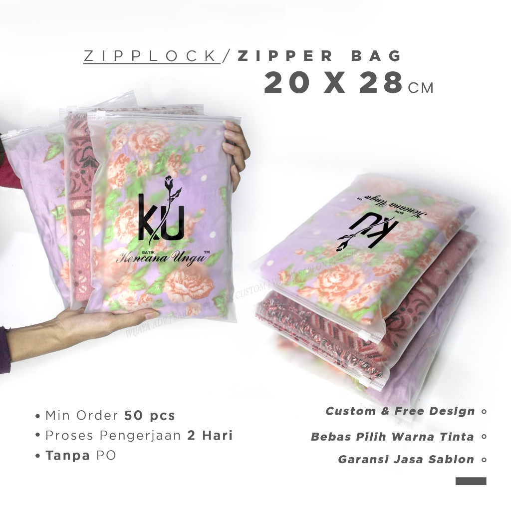 SABLON ZIPPERLOCK POUCH 20X28 CUSTOM LOGO DOFF PLASTIK ZIPER TRAVEL ORGANIZER STORAGE MURAH TEBAL