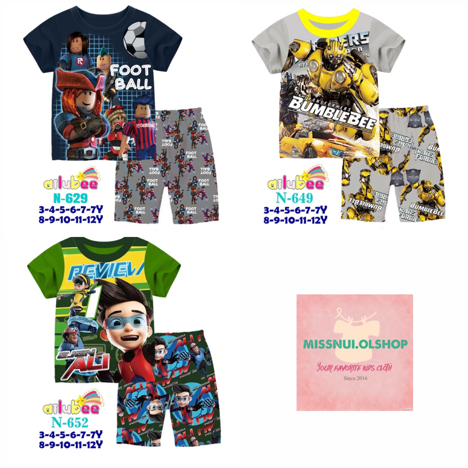[READY] Piyama Baju Tidur Anak Laki Laki Import Ailubee N 629,649,652 Roblox Bumblebee Ejen Ali