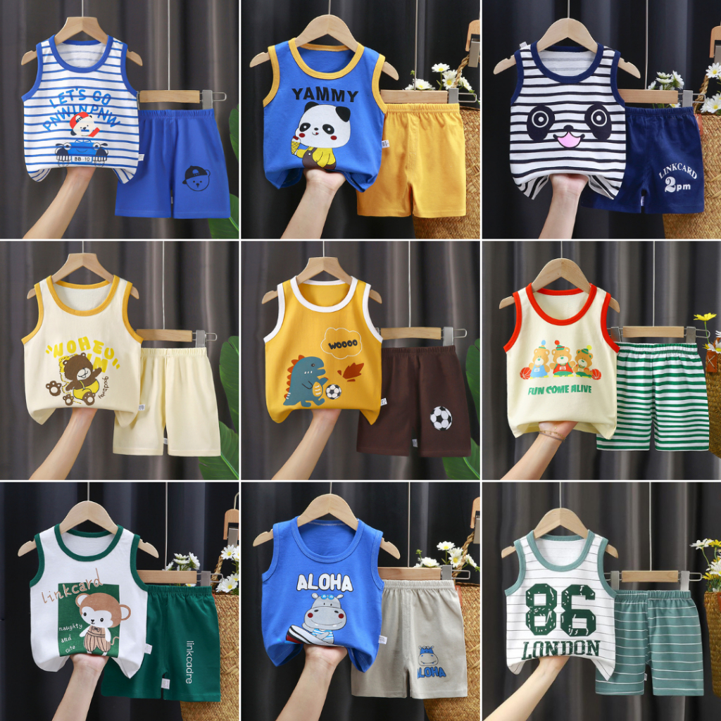 Cherry Setelan Singlet Anak dan Bayi Motif Lucu / Baju Oblong Anak dan Bayi STL49