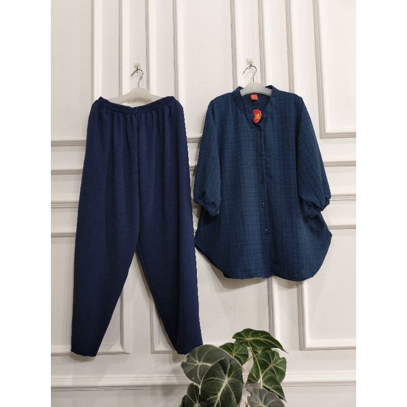 One Ste Wanita Motif Kotak Kekinian bahan crinkle