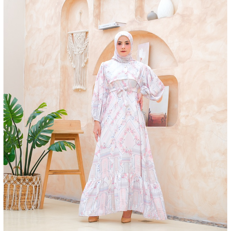 KHADIJAH DRESS SET HIJAB - SOFT PINK