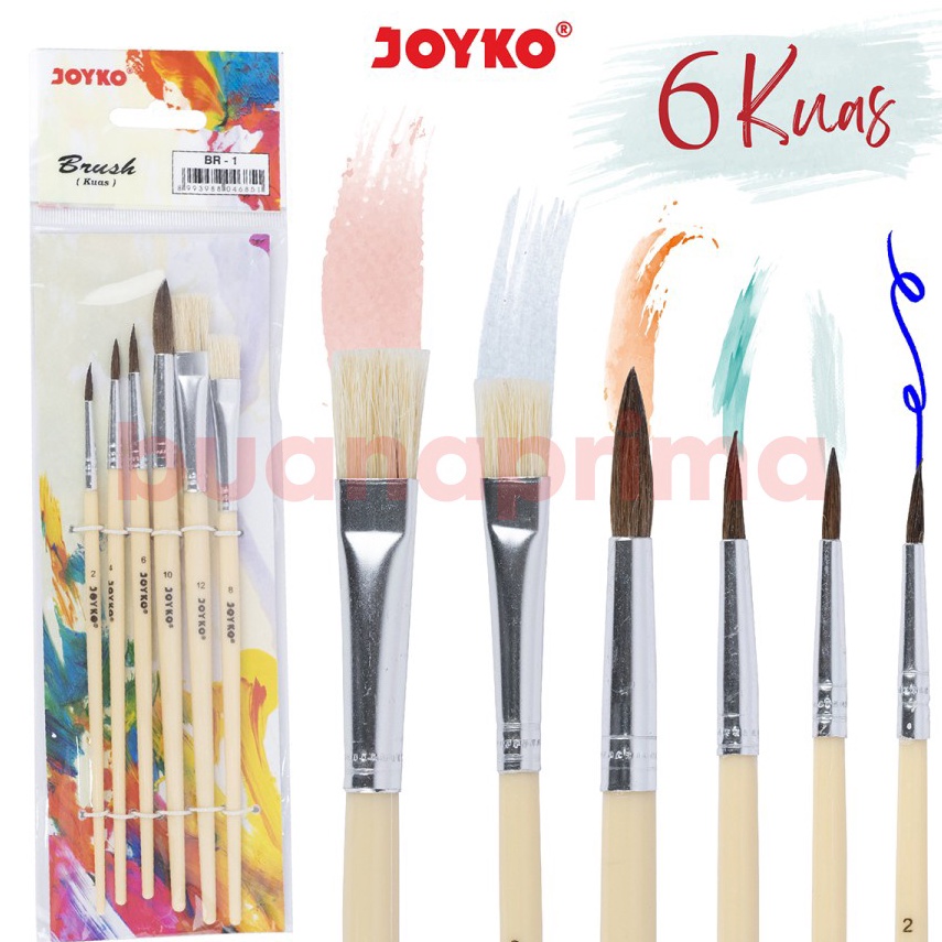 

Kuas Lukis Joyko BR-1 Brush Set isi 6 Kuas Cat Air Arcylic Poster Colour 3990