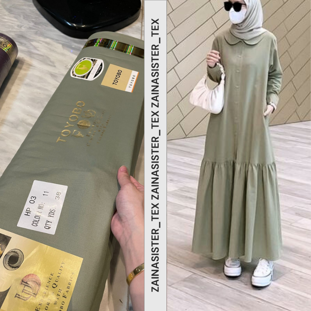 1/2 METER KAIN KATUN TOYOBO PREMIUM ROYAL MIX ORIGINAL RM WARNA SAGE GREEN