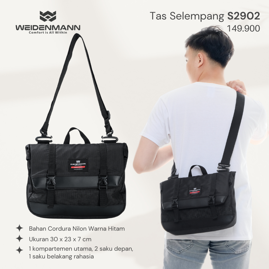 Tas Selempang Pria Wanita Casual Weidenmann Hitam S2902
