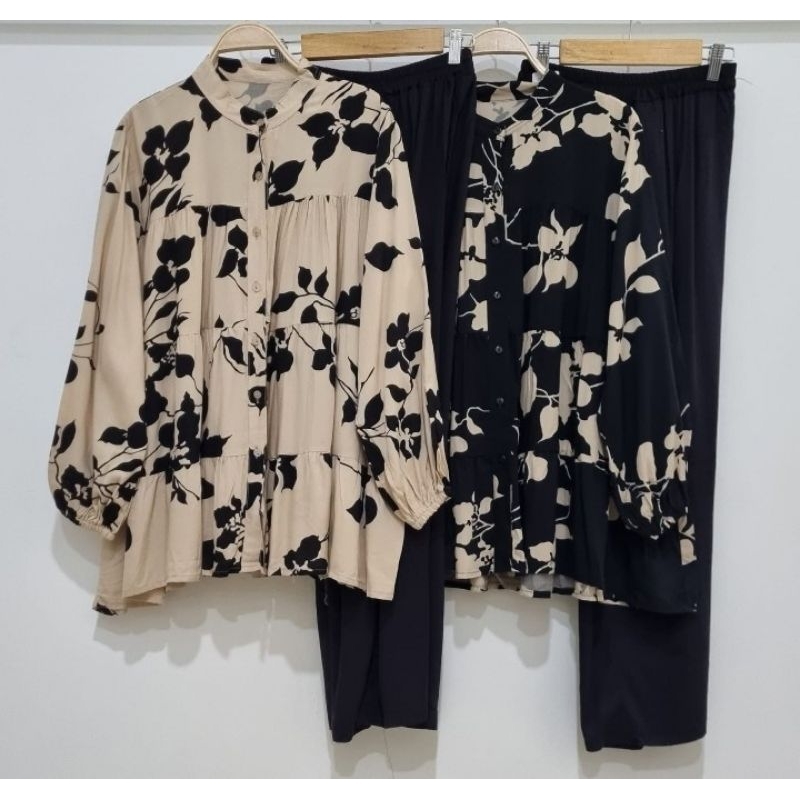 one set rayon/setelan celana jumbo/tunik LD 120-130/busui/terbaru/cod