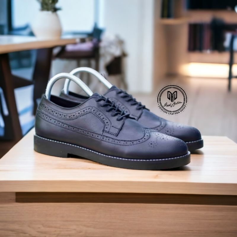 Sepatu Formal Pria Kulit Asli wlf Samoyed Sepatu Kerja Kantoran Sepatu Resmi Sepatu Pantopel Kulit A