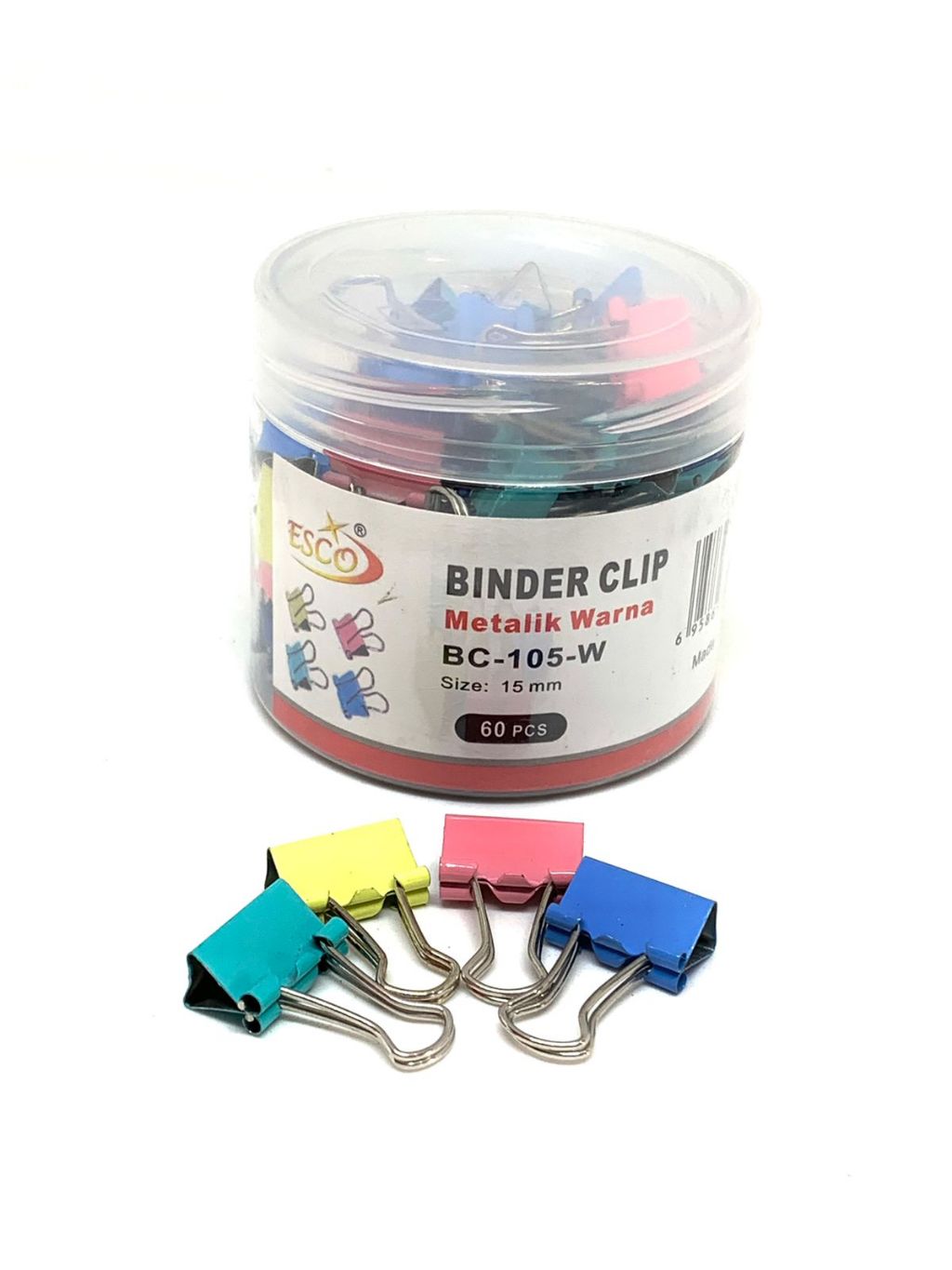 

BINDER CLIP ESCO 105 KLIP PENJEPIT KERTAS FANCY PASTEL LUCU ANTI KARAT 1 DRUM 60 PCS WARNA WARNI