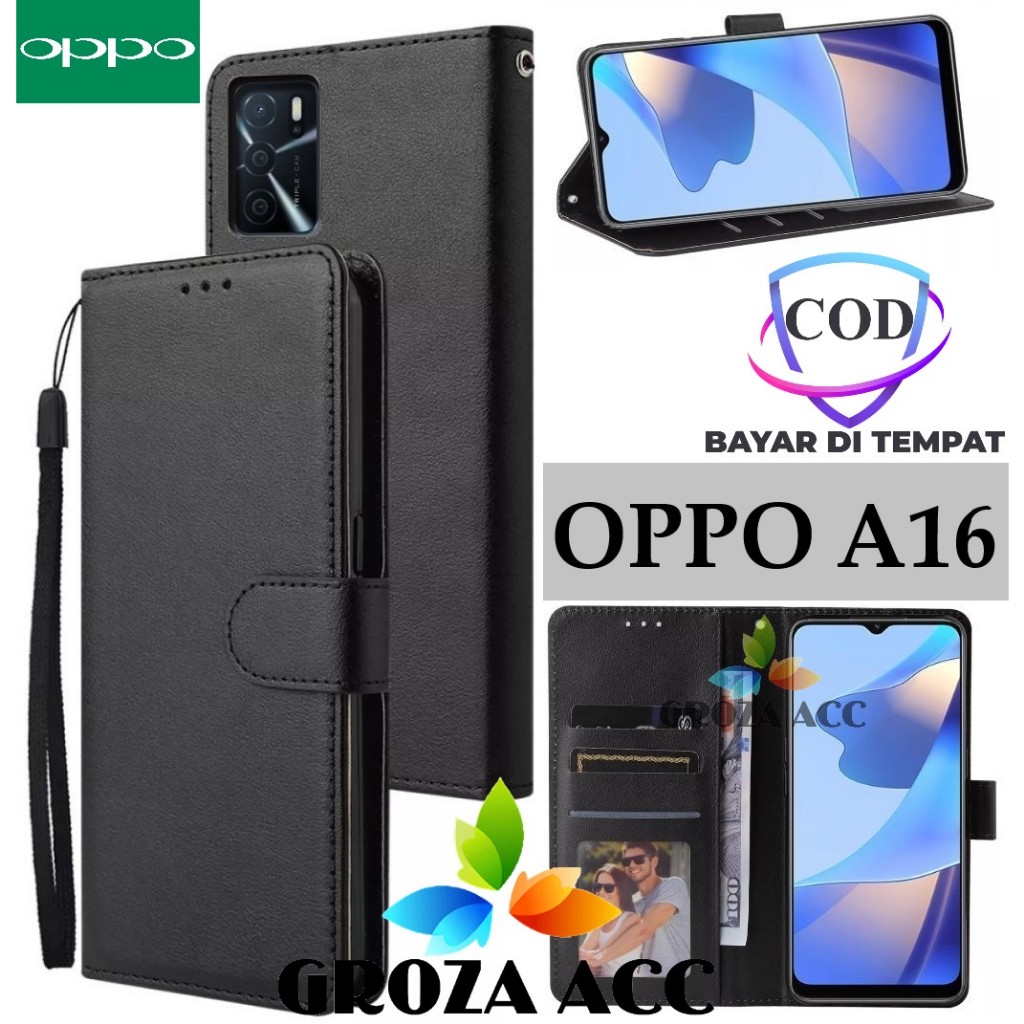 Flip Case OPPO A16 Case Wallet Kulit Casing Dompet Case Wallet Leather Flip Case OPPO A16 Casing hp 