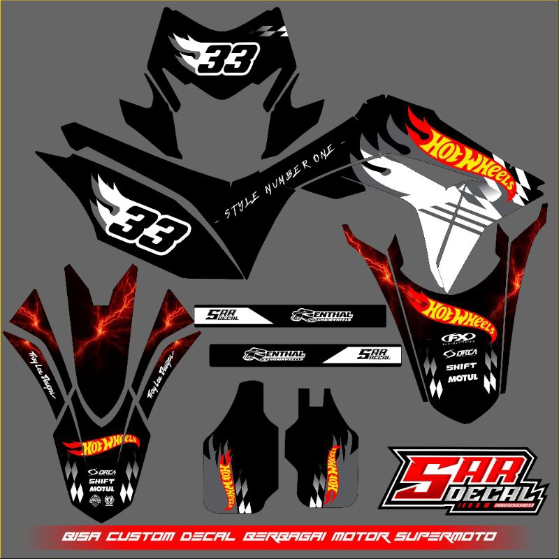 DECAL CRF 150L FULL BODY - DECAL SUPERMOTO MOTO CROSS - DECAL CRF SIMPEL KEREN - DECAL CRF MERAH PUT