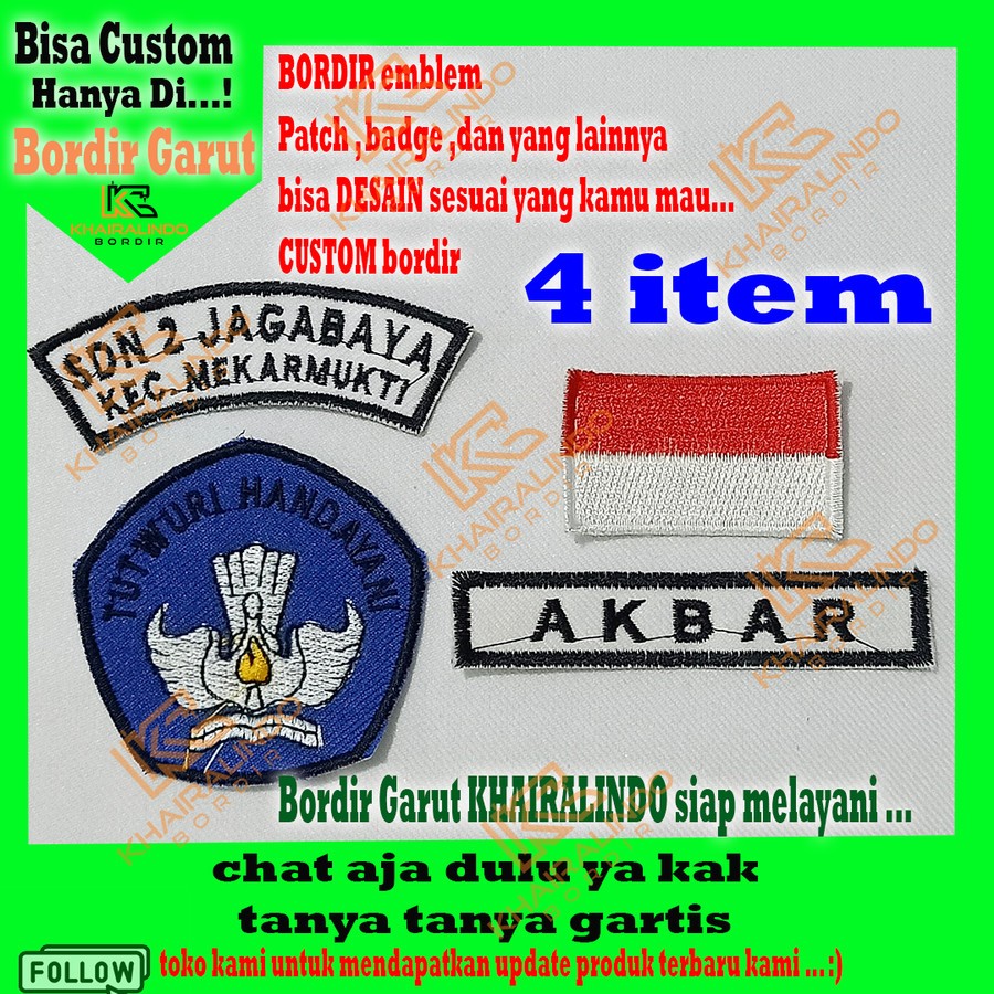 badge atribut bordir sekolah / satu paket / harga murah