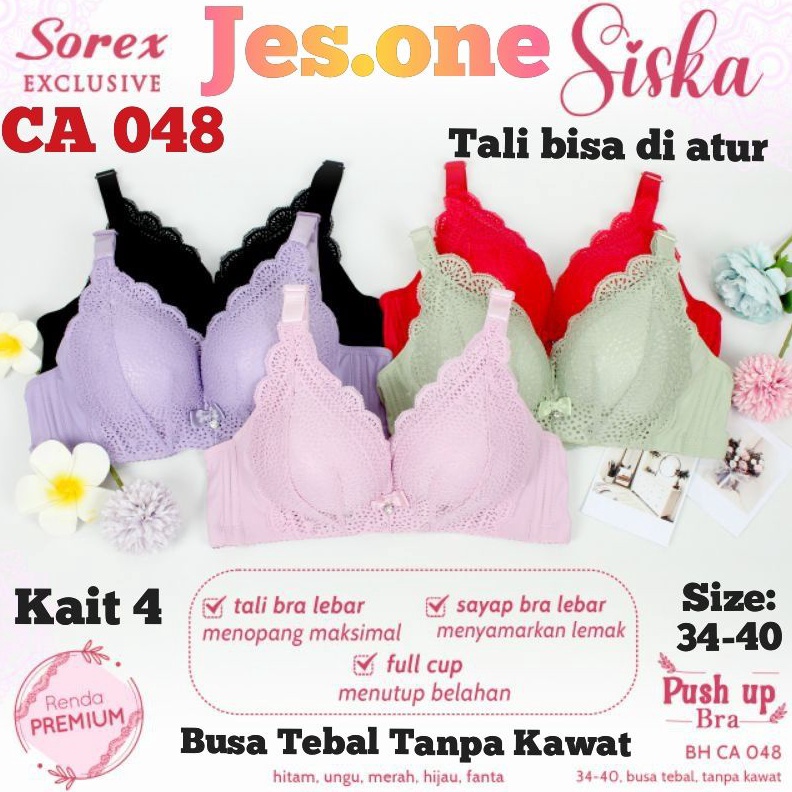Terbaik Sorex CA 048 Bra BH Push Up Busa Tebal Tanpa Kawat Kait 4 ?