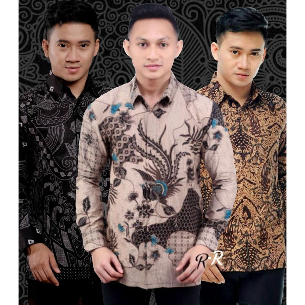 KEMEJA BATIK PRIA LENGAN PANJANG SIZE M L XL XXL  BSWART BatiK HRB026 Kenongo Hem Panjang Padi