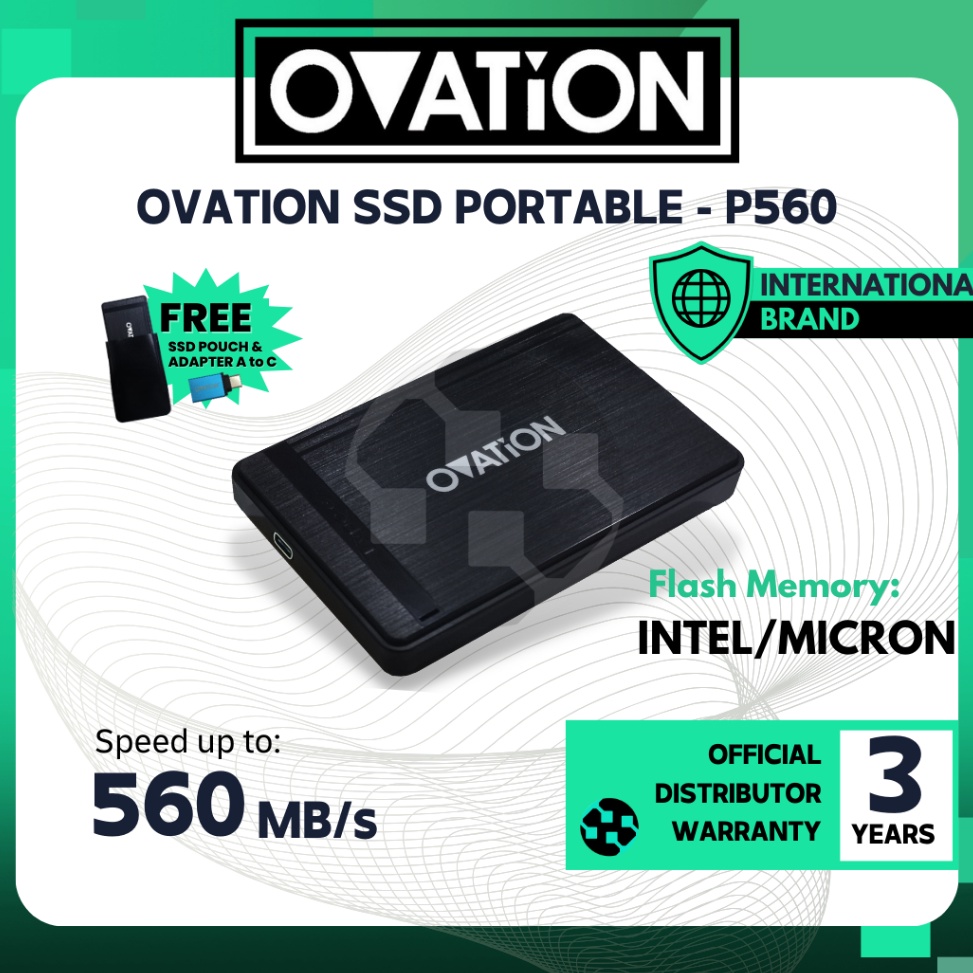 OVATION P560 Portable SSD External Type C 256GB / 512GB / 1TB SSD Eksternal Compareable Adata SSD Sandisk Garansi distributor resmi 3 Tahun [KODE B8J9]