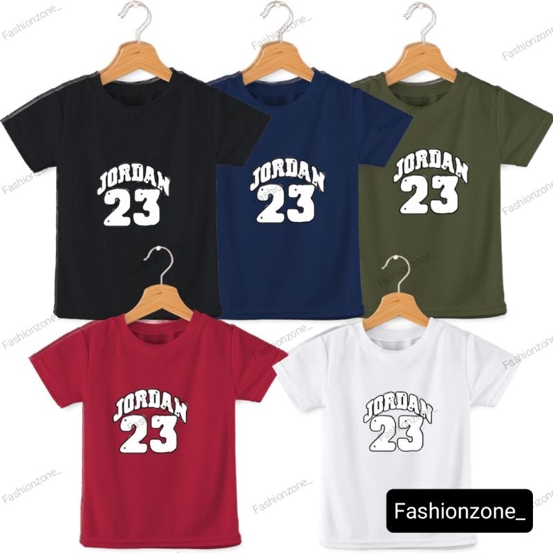 Kaos Anak Jordan 23 Ideal Usia 2-16 Unisex Cewek Cowok Pakaian Anak Anak Oblong Anak