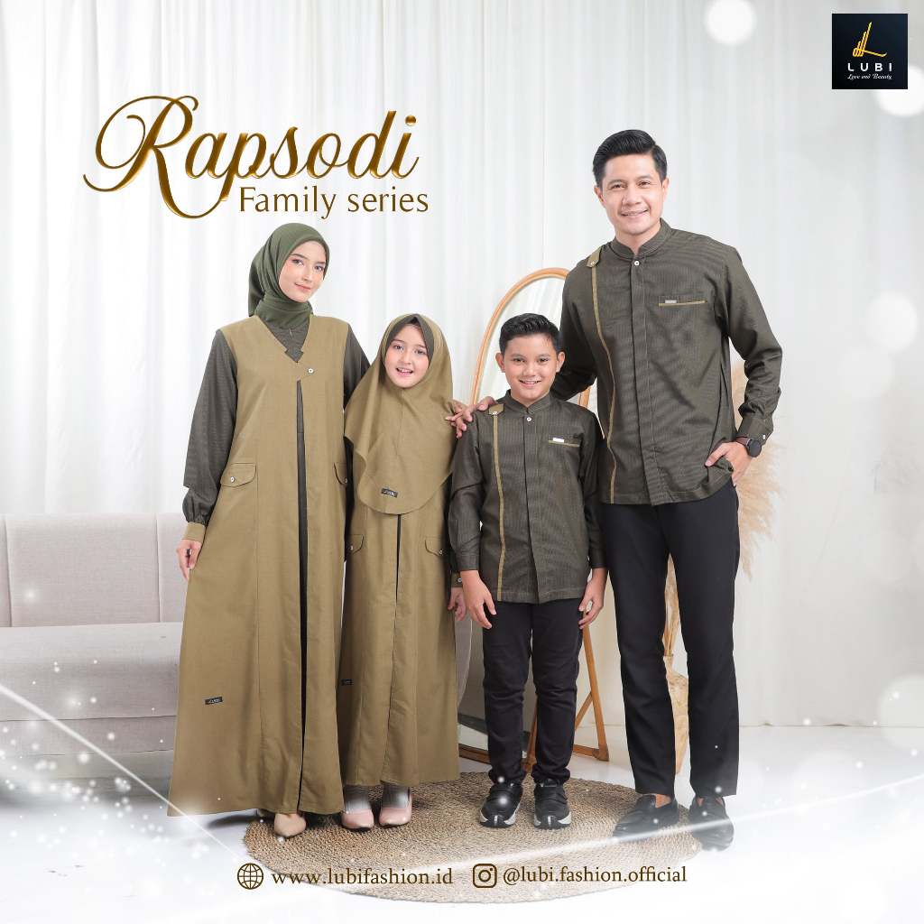 BAJU COUPLE KELUARGA LUBI RAPSODI FAMILY ARMY FASHION MUSLIMAH MUSLIM BAJU GAMIS TRENDY KOKO LEBARAN