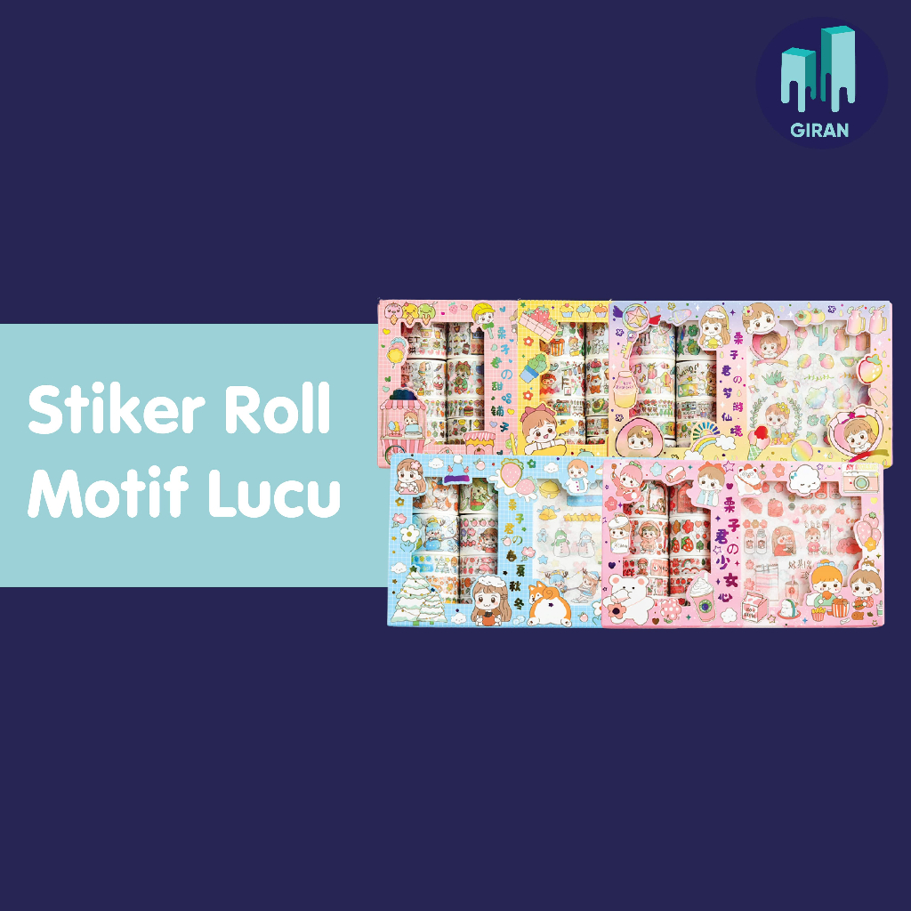 

Giran Stiker Box 2in1 Stiker Momo [ Stiker & Washi ] Motif Karakter Warna Cantik Whasi Sticker SET Momo Dekor Dairy Jurnal Sticker